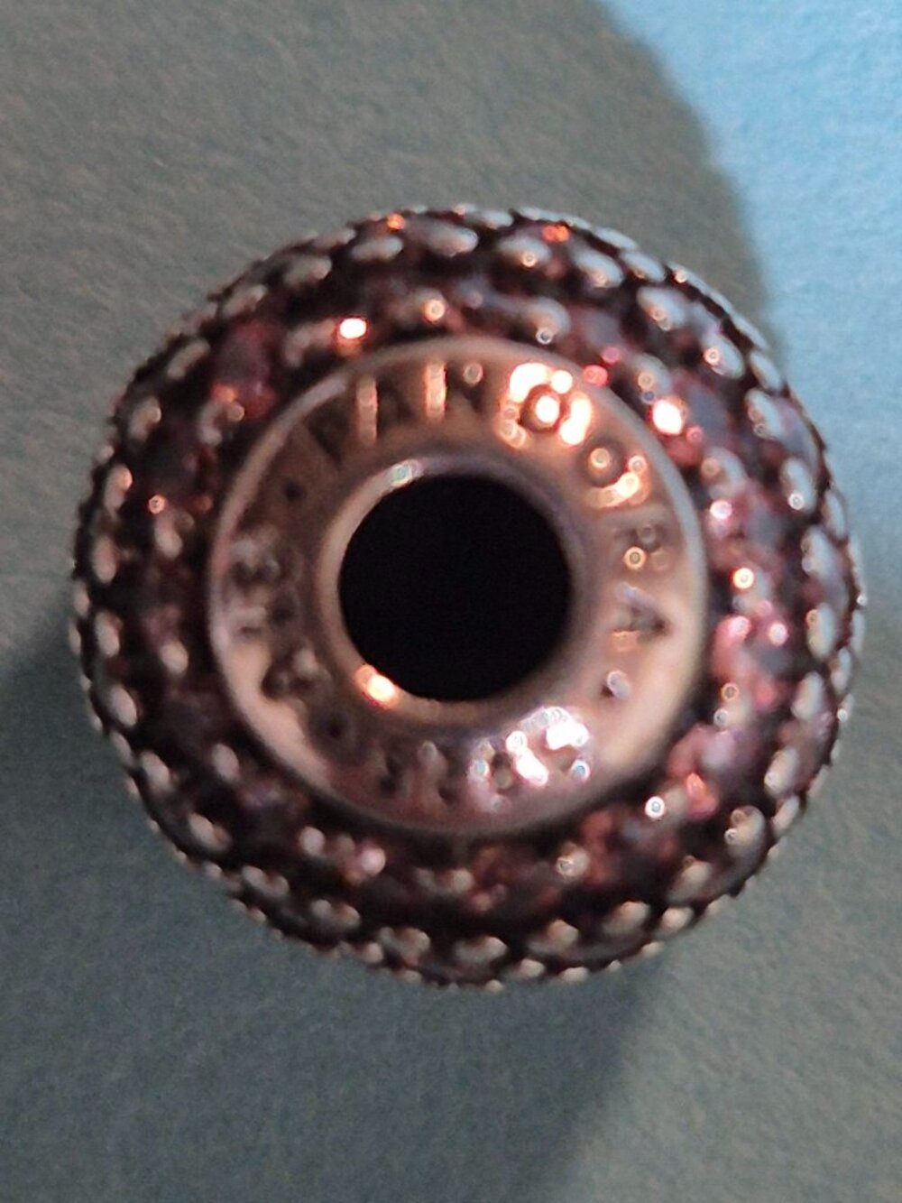 PANDORA - Genuine " Essence Collection" Pink Pave Bead.  "CARING".   Gently used